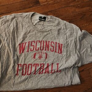 Wisconsin Football Gray Tee with Red Print